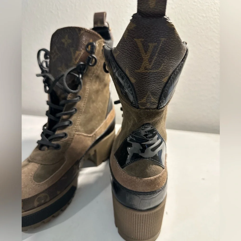LOUIS VUITTON LAUREATE PLATFORM DESERT BOOT SIZE 37 - Picture 5 of 13